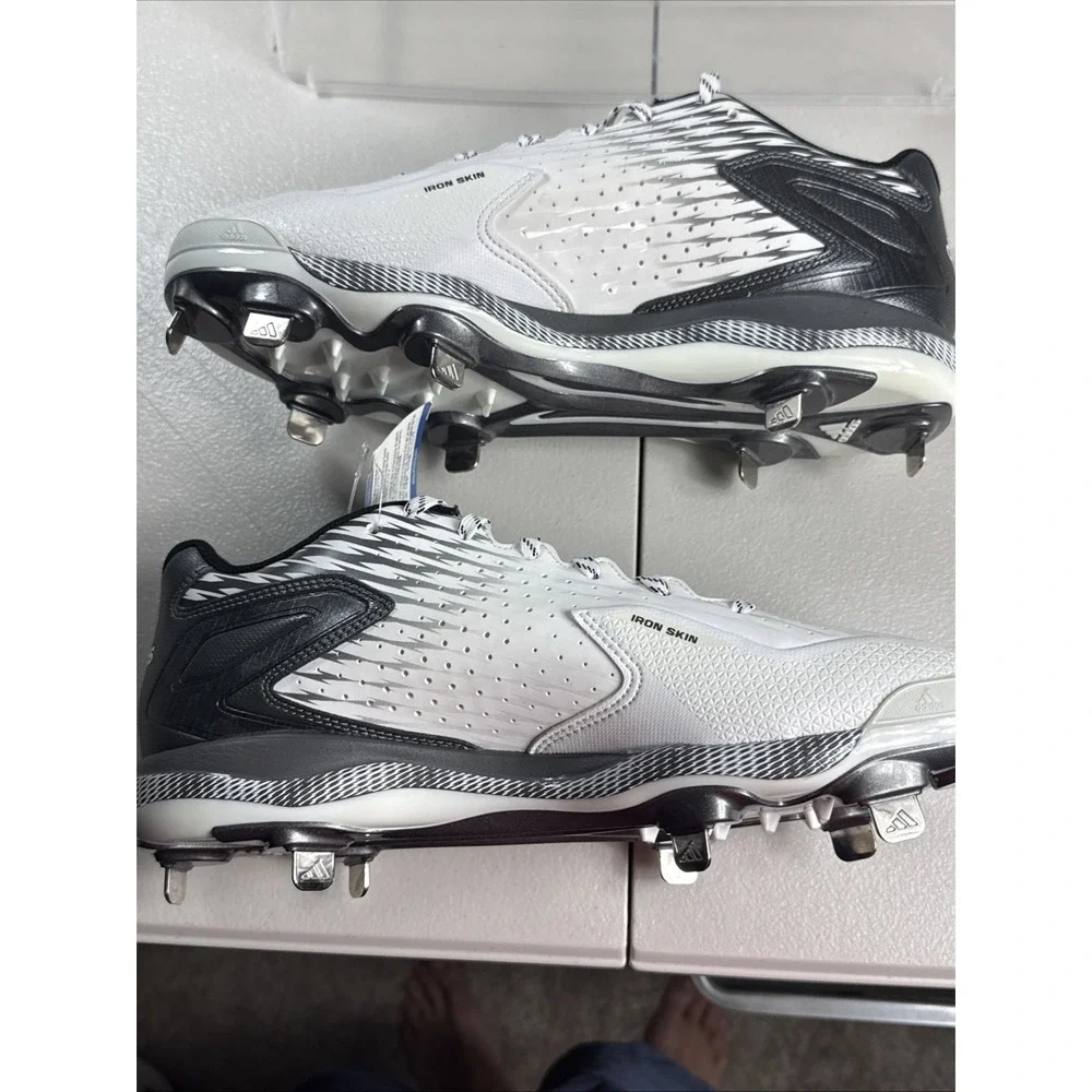 NEW Adidas PowerAlley 3 Baseball Cleats Men US 11.5 Litestrike Iron Skin BLK GRY